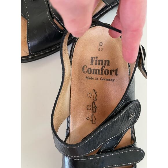 Finn Comfort Unisex Black Leather Sandals Made in Germany size 42D Men’s 8.5